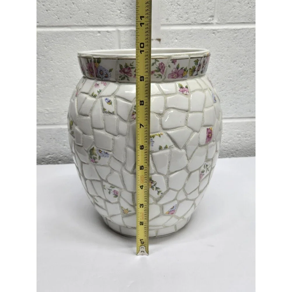 Mosaic Tile Vase Vintage 9.75